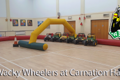 Mini Jeep track beside Christmas tree at Carnation Hall