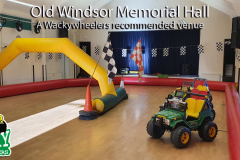 Mini Jeep driving track with yellow arch at Old Windsor Memorial Hall