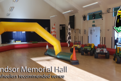 Indoor mini Jeep racing circuit at Old Windsor Memorial Hall