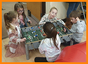 Mini table football at a wacky wheelers jeep driving party